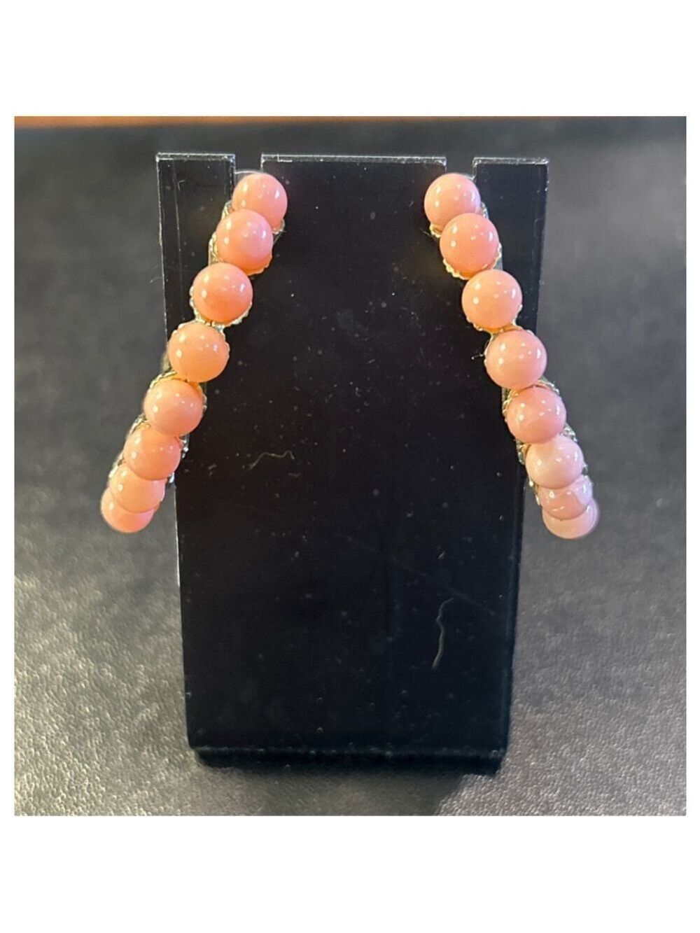 Women's Unbranded faux Coral Gold Beaded Hoop Earrings One Size